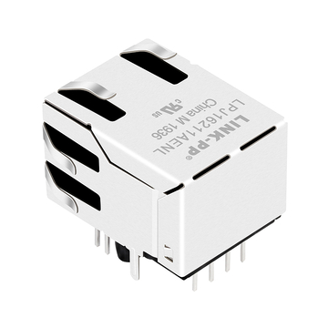LPJ16211AENL 10/100 Base-T Однопортовый модульный разъем RJ45 8p8c с магнитами, индикатор положения кнопки вниз, зеленый/желтый светодиод, изображение 5