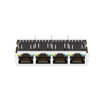LPJ46614AENL 10/100 Base-T Tab Down Green/Yellow LED 1x4 Port POE RJ45 Magnetic Jacks image 2