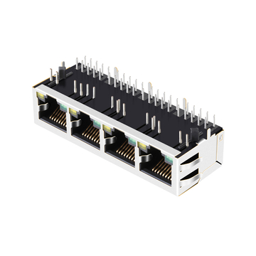 LPJ46614AENL 10/100 Base-T Tab Down Green/Yellow LED 1x4 Port POE RJ45 Magnetic Jacks image 3