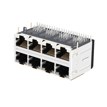 Belfuse 0810-2H4R-BG-F متوافق مع LPJ47312A43NL 100 Base-T RJ45 2X4 MagJacks Tab Up Green&Sellow/Green&Sellow LED image 2