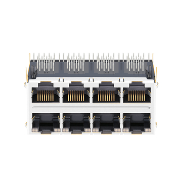 Belfuse 0810-2H4R-BG-F متوافق مع LPJ47312A43NL 100 Base-T RJ45 2X4 MagJacks Tab Up Green&Sellow/Green&Sellow LED image 4