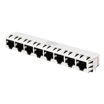 Pulse J8064E68NL Compatible LPJF86204CNL RJ45 1x8 Port Jacks With 10/100 Base-T Magnetics Tab Down Without LED