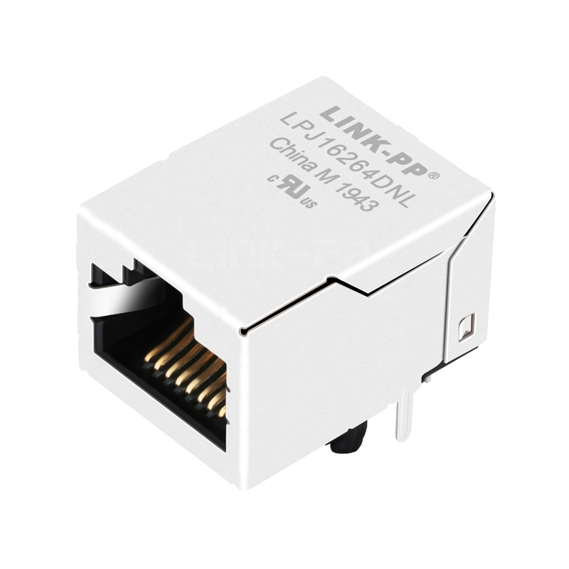 LPJ16264DNL Single Port Industrial RJ45 Mag Jack 10/100 Base-T Tab Up Without Led