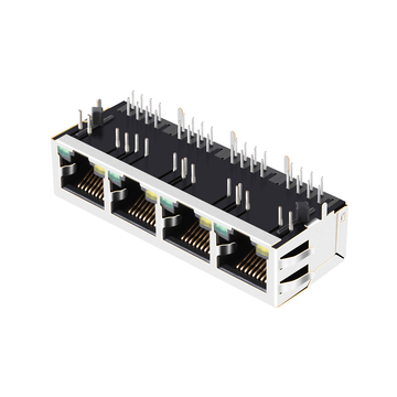 LPJ46404ADNL 10/100 Base-T タブダウン 黄/緑 LED 1x4 ポート イーサネット RJ45 コネクタ 画像 2
