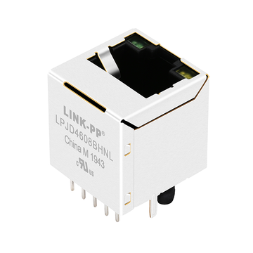LPJD4608BHNL 10 100 1000 base-t vertical gigabit rj45 magjack green yellow led