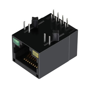 LPJ0012NDNL 10/100 Base-T Tab Down Geel/Groene LED 1x1 Poort Ongeïsoleerde RJ45-aansluiting afbeelding 3