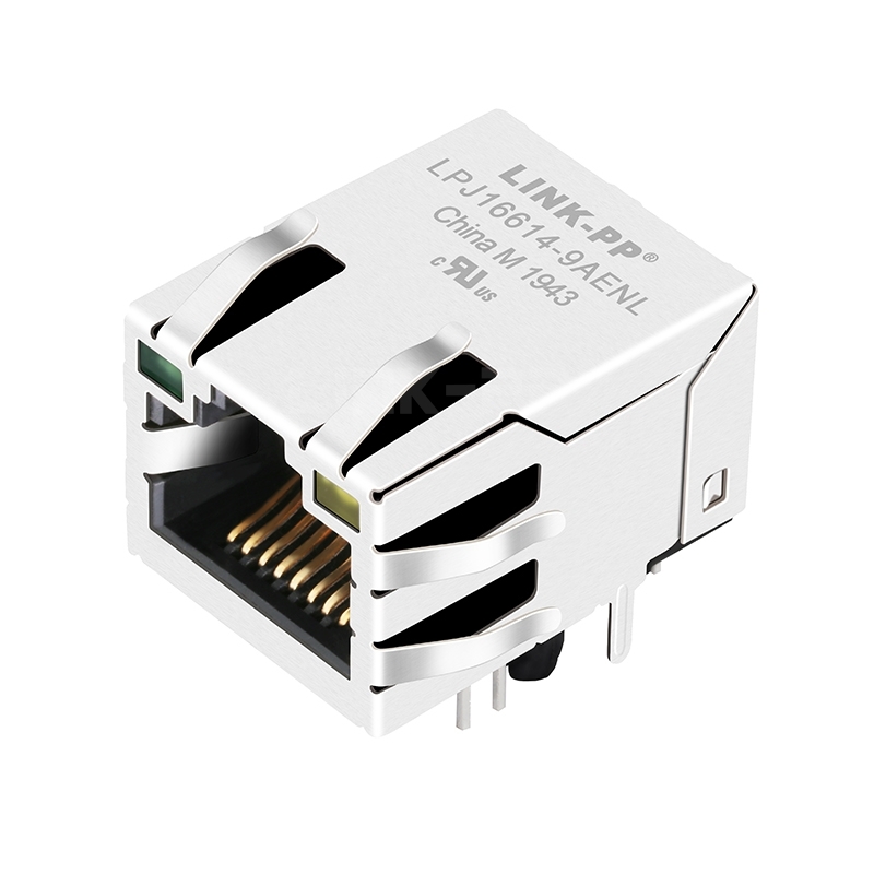 LPJ16614-9AENL 10/100 Base-T Tab Up Single Port Magnetic RJ45 Jack With Green/Yellow Led