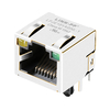 Conector LPJE101AGNL-1 RJ45 sem aba magnética de porta única para cima LED amarelo/verde imagem do polegar 1