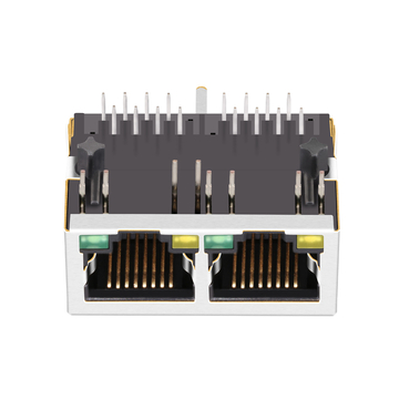 LPJE102BDNL 1X2 poort RJ45 modulaire aansluiting zonder magneten, lipje omlaag, gele/groene LED (afbeelding 2)