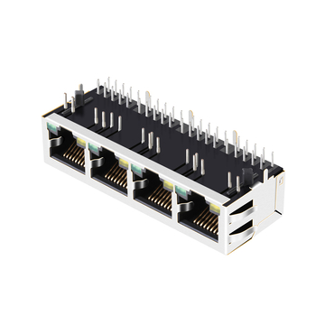 LPJE104ADNL Tab Down Yellow/Green LED 1X4 Port Ethernet RJ45 Jack without Integrated Magnetics image 2