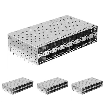 pulse sfp0-3000-l compatible link-pp lp28ac01101 sfp 2x8 cage&connector press-fit with inner light pipe emi spring finger image 2