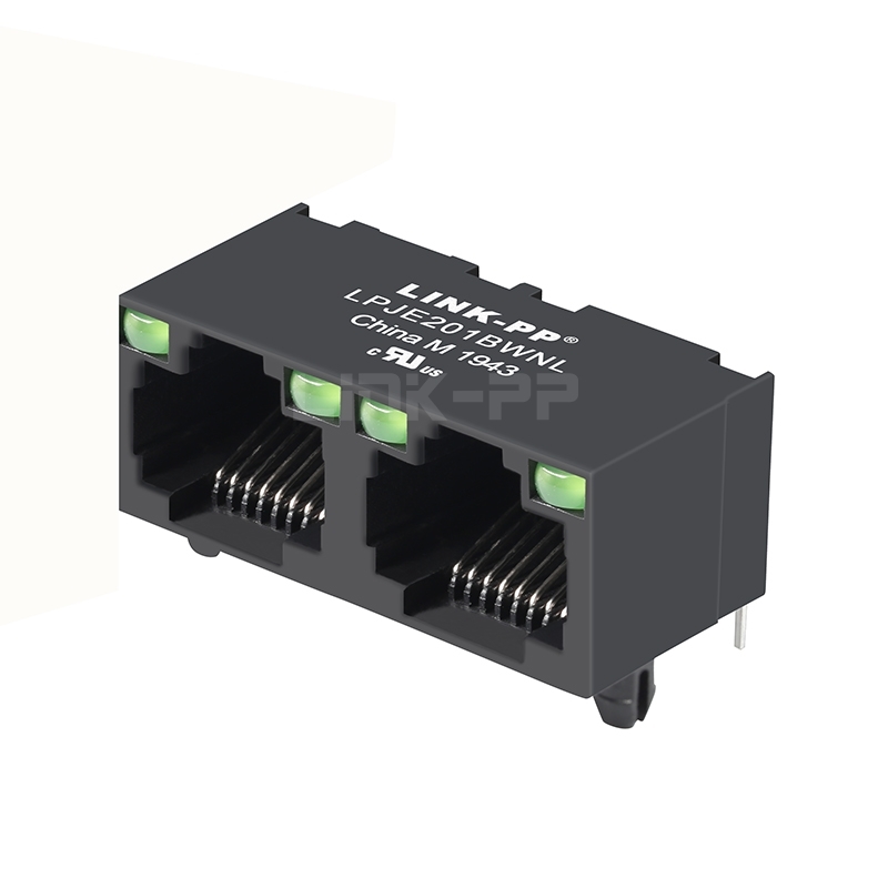 LPJE201BWNL Tab UP Green/Green LED 1X2 Port RJ45 Modular Jack without Integrated Magnetics