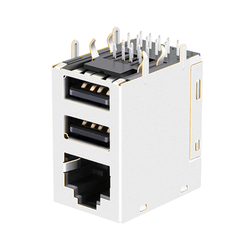 LPJE302DNL Pestaña hacia arriba Conector USB doble RJ45 Sin LED Sin imanes integrados Imagen 4