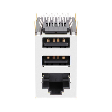 LPJE302DNL Pestaña hacia arriba Conector USB doble RJ45 Sin LED Sin imanes integrados Imagen 5