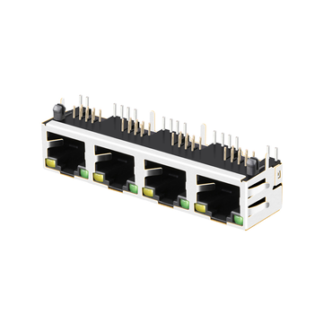 LPJE401-0AHNL Πράσινη/Κίτρινη λυχνία LED με Tab Up 1X4 Θύρα RJ45 Modular Jack χωρίς ενσωματωμένο μαγνητικό καλώδιο εικόνα 2