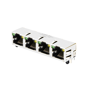 LPJE401-0AHNL Tab Up Green/Yellow LED 1X4 Port RJ45 Modular Jack Without Integrated Magnetics