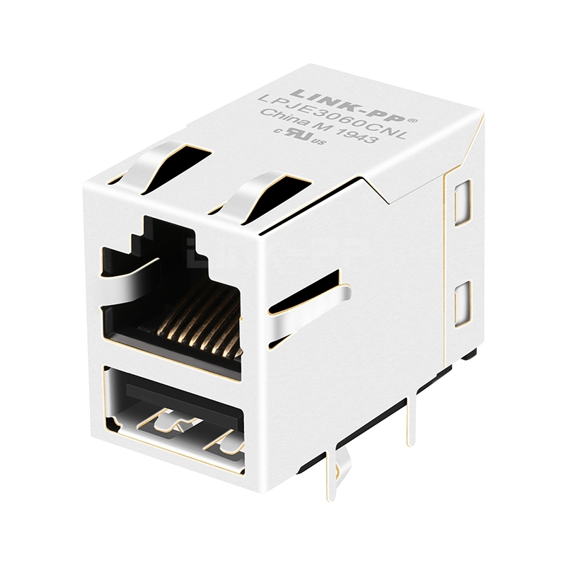 LPJE3060CNL Without LED Tab Up Single USB RJ45 Jack Without Integrated Magnetics