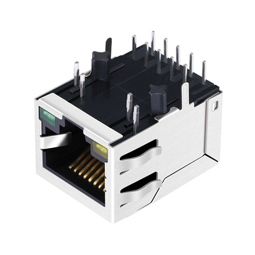 LPJG4945ADNL 100/1000 베이스-T 단일 포트 마그네틱 RJ45 잭 탭 다운 노란색/녹색 LED 이미지 2