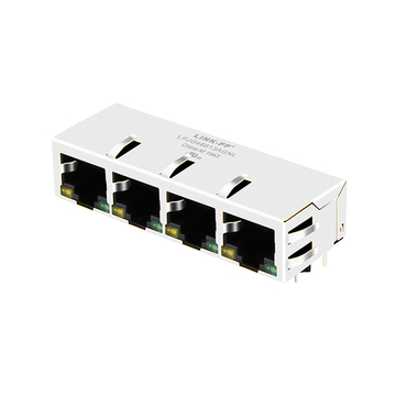 LPJG46813ADNL 100/1000 Base-T Tab Down Yellow/Green LED 1x4 Port RJ45 Ethernet Connector