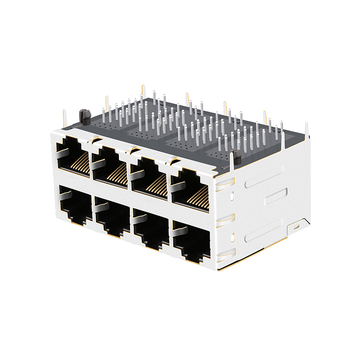 LPJG47011CNL 100/1000 Base-T LEDなし 2x4ポート 内蔵マグネティックス POE+ RJ45メスコネクタ 画像2