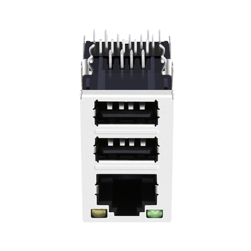 LPJU5002BPNL-3 Magjack RJ45 DUAL USB 10/100 Base-T Tab Up Green/Yellow LED image 4