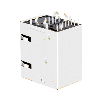 LPJU4101AONL 10/100 Base-T Green&Orange/Yellow LED Tab Up Dual USB RJ45 Connector image 4