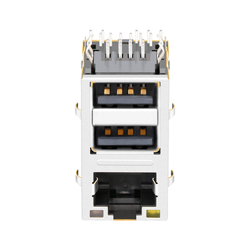 Belfuse 08C2-1X1T-03-F متوافق مع LPJU4101AONL منفذ إيثرنت RJ45 بسرعة 100 ميجابت في الثانية مع منفذي USB، مؤشر LED أخضر وبرتقالي/أصفر، الصورة 5
