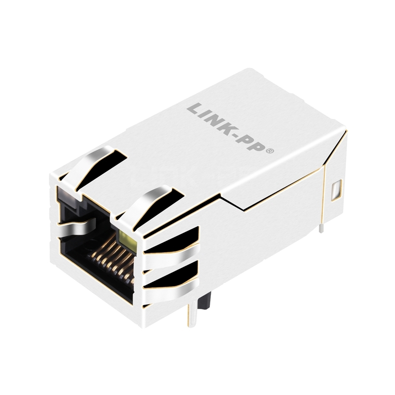 0875-1X1T-P2 10/100 Base-T Tab Up Single Port Rj45 jack Integrated Connector With Orange&Green/Yellow Led