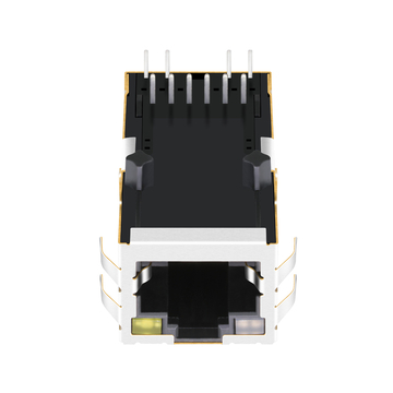 0875-1X1T-P2 10/100 Base-T Tab Up Однопортовый разъем RJ45 со встроенным разъемом и оранжевым/зеленым/желтым светодиодом (изображение 3)