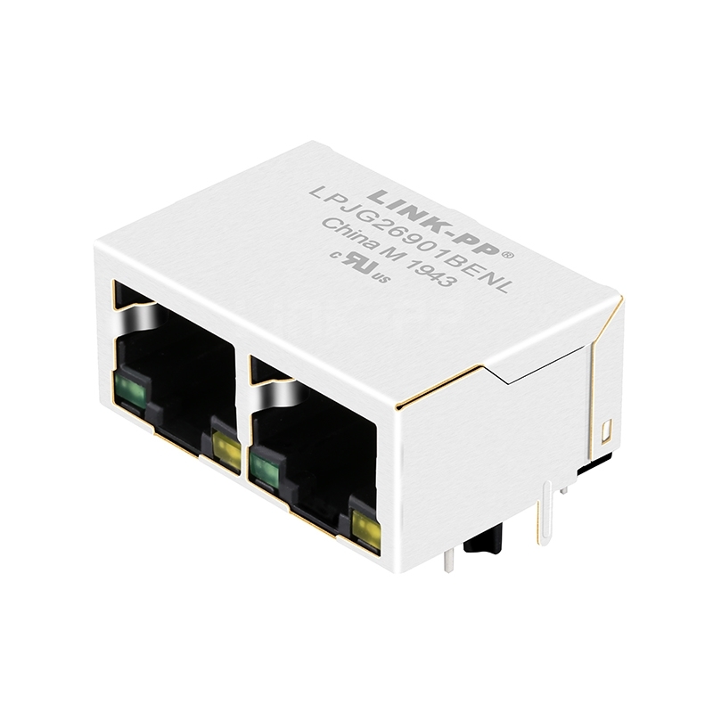 LPJG26901BENL 100/1000 Base-T 1x2 Port RJ45 Female Connector Tab Down Green/Yellow LED
