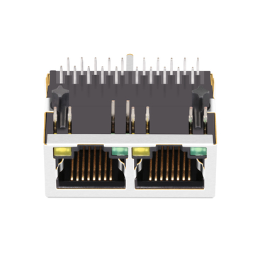 LPJG26901BENL 100/1000 Base-T 1x2 Θηλυκός σύνδεσμος RJ45 με γλωττίδα προς τα κάτω Πράσινη/Κίτρινη εικόνα LED 2