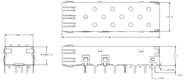 TE 1-2227303-2 CONN SFP Cage 1 Port Through Hole Solder Mount EMI Springs image 2