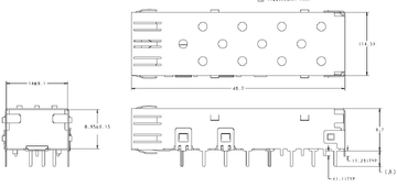 TE 2227303-2 SFP Cage Through Hole Right Angle 4 Gb/s Without Light Pipe image 2