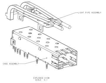2170614-1 Single CONN SFP CAGE PRESS-FIT 4 Gb/s Shielded With Light Pipe image 2