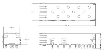 TE 2227023-1 Position SFP Cage Connector Press-Fit Through Hole Right Angle Shielded No Light Pipe image 2
