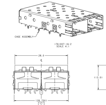 TE 1761007-2  SFP 1X2 CAGE 4 Gb/s EMI Springs With Lightpipe image 2