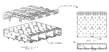 TE 1761008-3 Position SFP Cage Ganged 1 x 4 Port Connector Dual Square With Lightpipe image 2