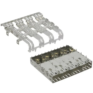 TE 1761008-3 ポジション SFP ケージ ギャング 1 x 4 ポート コネクタ デュアルスクエア ライトパイプ付き