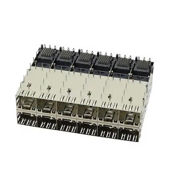 مقبس TE 1761327-2 SFP مع قفص، موصل مزدوج (2x6) ذو 12 موضعًا، يتم لحامه من خلال الفتحة
