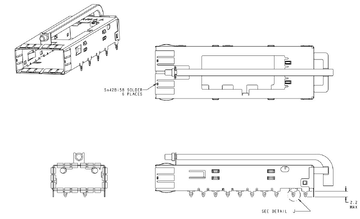 2143432-1 QSFP Cage Connector Press-Fit Through Hole Right Angle With Light Pipe image 2