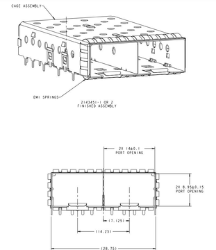 TE 2143451-1 SFP+ Cage Ganged (1 x 2) Connector Through Hole image 2