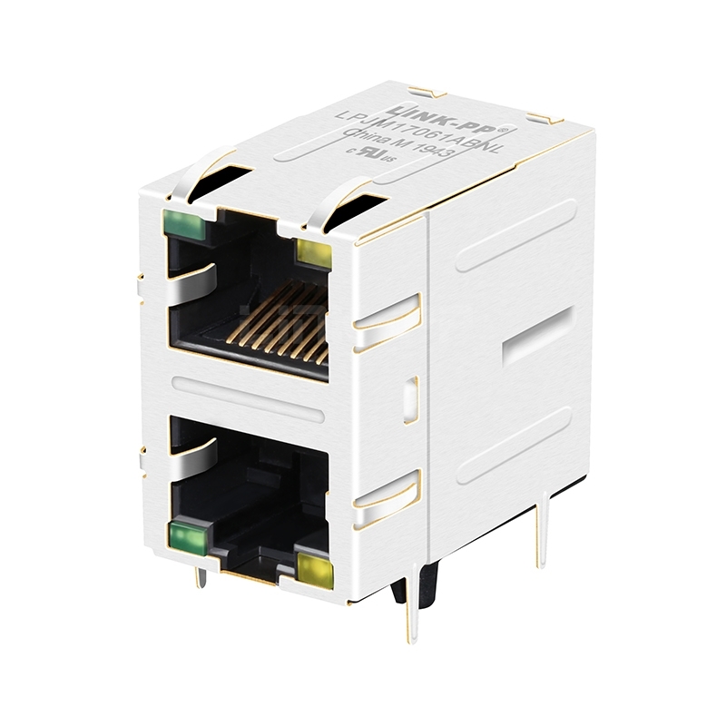 LPJM17061ABNL 2.5G Base-T 2X1 Port Magnetic RJ45 Female Connector With Green/Yellow LED