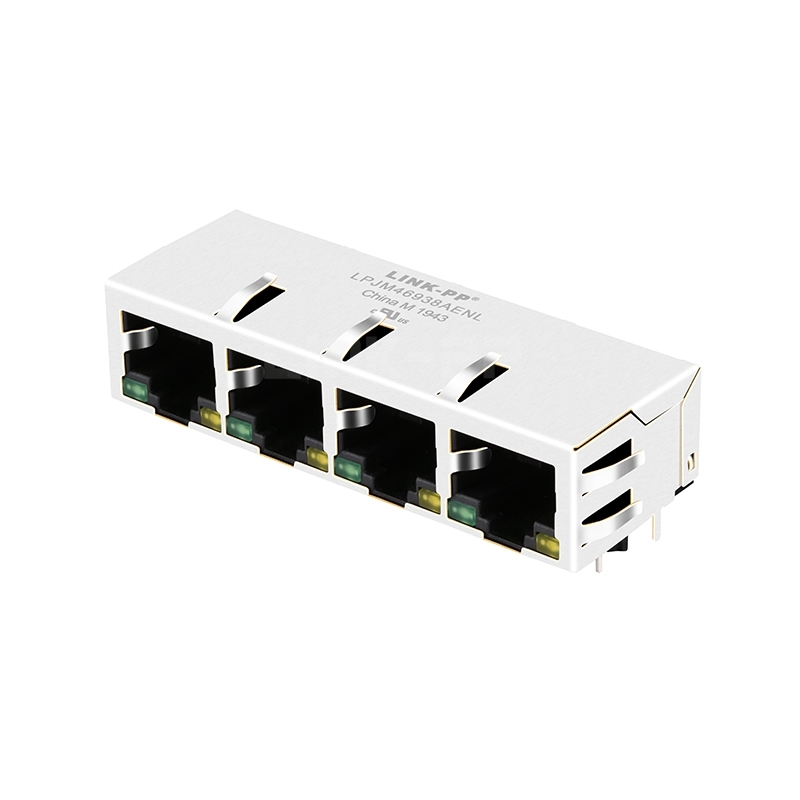 LPJM46938AENL-2 2.5G Base-T 1x4 Port Ethernet RJ45 Connector Tab Down Green/Yellow LED
