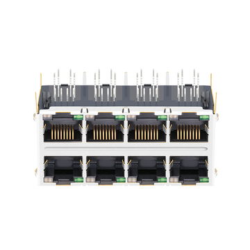 LPJM47513A8NL Conector RJ45 de 2x4 puertos 10G Base-T con imanes integrados y LEDs verdes/amarillos (imagen 2)