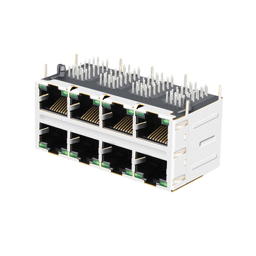 LPJM49029AWNL 2.5/5/10G Base-T 2x4 Puertos Magnéticos Conector RJ45 Verde/Verde Imagen LED 3