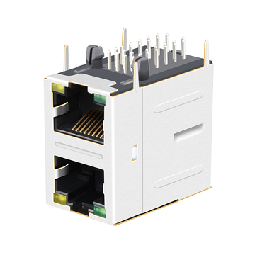 LPJM17012BHNL Connettore femmina RJ45 10G Base-T 2x1 con magneti integrati e LED verde/giallo (immagine 4)