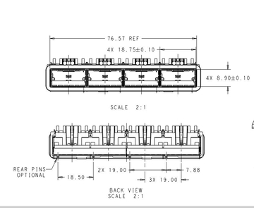 TE 2170805-2 QSFP28 ケージギャング (1 x 2) コネクタ 28 Gb/s 直角 画像 2