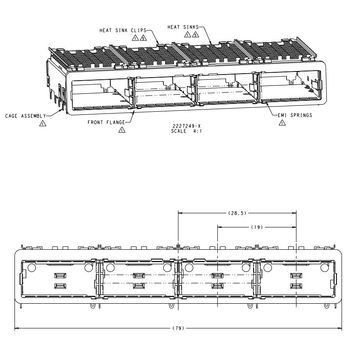 TE 2227249-2 Cage ZQSFP+ (1 x 4) avec connecteur dissipateur thermique 28 Gb/s image 2