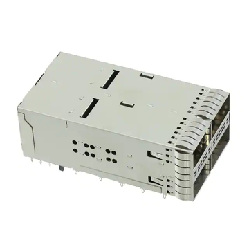 TE 2227667-1 ZQSFP+ Receptacle With Cage Ganged (2x2) Connector 28 Gb/s Press-Fit Through Hole
