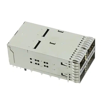 TE 2227667-1 ZQSFP+ Receptacle With Cage Ganged (2x2) Connector 28 Gb/s Press-Fit Through Hole
